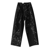 WIAOFELLAS  -  Spring And Autumn Men's Casual Pants Fashionable Trendy Y2k Hip-Hop High Street Graffiti Printed American Vintage Trousers