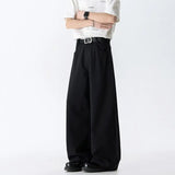 WIAOFELLAS  -  Fashion Summer Men's Solid Color Straight Loose Blazer Pants Trendy American Style Wide Leg Trousers Male