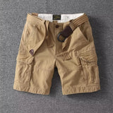 Wiaofellas  -  Men's Cargo Shorts Summer Casual Loose Multi-Pocket Leisure Straight Pants Retro Style Trend Male Knee Shorts