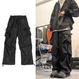 Wiaofellas  -  Baggy Cargo Pants for Men Red Black Gray Straight Trousers Male Vintage Hip Hop Streetwear Classic Style