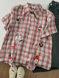 WIAOFELLAS  -  Blue Fun Embroidered ort Sve Plaid Men's irt Thin Design Sensation f Sve Cleanfit Trendy Brand Casual Summer irt