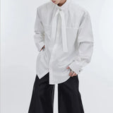Wiaofellas  -  Mens 3d Pleated Ribbon Y2k Shirt Spring Streetwear Fashion Youth Trend Campus Urban Outdoor Long Sleeve Top Men'S Wear New