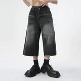 Wiaofellas  -  Korean Style Design Male Jeans Calf-length Pants Loose Wide Leg Trousers Straight Solid Color New Male Bottom Summer 