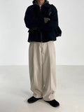 WIAOFELLAS  -  Autumn Winter Men's Cotton Wide Leg Floor Suit Pants Korean Casual Loose Straight  Thicken Full Length Trousers Male Keep Warm