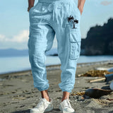 WIAOFELLAS  -  Casual Breathable Cotton Pants For Men Autumn Vintage Pattern Printing Loose Cargo Pants Streetwear Mens Fashion Patchwork Pants