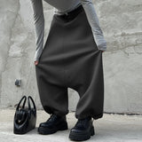 Wiaofellas  -  Men Pants Solid Color Elastic Waist Joggers Loose Trousers Men Streetwear Fashion Casual Male Drop-crotch Pants S-5XL