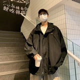 WIAOFELLAS  -  Autumn Jackets Men Chic Baggy Japanese Style Outdoor Hooded Males Overcoats All-match High Street Windproof Long Sleeve College