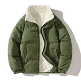 Wiaofellas  -  Winter High Quality Stand Up Collar Cotton Coat Double-sided Lamb Wool Cotton Coat Couple Style Cotton Coat Thick Warm Jacket