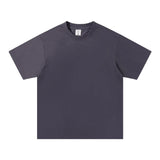 WIAOFELLAS  -  Solid Cotton Men's T-shirts Short-sleeved Round Neck Black Beige T-Shirt Classic Heavyweight Oversized Tees Tops