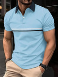 Wiaofellas  -  Short Sleeved Lapel T-Shirt For Men With Button Stripes 3d Printed Summer Casual And Comfortable Sports Polo Top