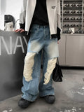 WIAOFELLAS  -  Ripped Large Hole Patch Jeans Spring High Street Hip-hop Retro Old Pants Men Korean Fashion Streetwear Casual Loose Thigh Jeans