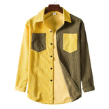 Wiaofellas  -  New Men's Long-sleeved Shirt Fashion Trend Shirt Color Matching Spring and Autumn Stitching Shirt
