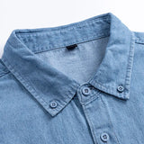 WIAOFELLAS  -  Unisex Vintage Distressed Denim Shirt Men's Loose Fit Long Sleeve Casual BF Style Thin Outerwear Outdoor Camping Thin Coat