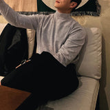 Wiaofellas  -  Korean Fashion Turtleneck Slim Sweaters Mens Casual Solid Color Bottoming Knit Tops Men Spring Fall Stylish Long Sleeve Sweater