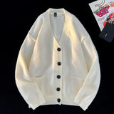 WIAOFELLAS  -  Autumn and Winter New Korean Fashion Versatile Casual Cardigan Ribbed V-neck Sweater Jacket Men's Light Jacquard Design Jacket