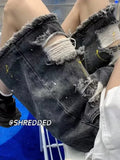 WIAOFELLAS  -  2025 Men's Summer New Fashion Thin Loose Short Pants Male Ripped Hole Denim Shorts Men High Waist Straight Jeans Shorts P897