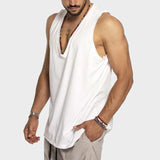 Wiaofellas  -  Summer Casual Loose V Neck Tank Tops Mens Sport Camisole Fashion Solid Straps Sleeveless Basic Tops Vest Men Oversize Streetwear