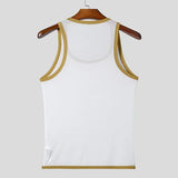 WIAOFELLAS  -  Summer New Men's Vest Fitness Tight Mesh Perspective Sexy Lightweight Tank Top Splicing Color Transparent Vest For Male Tees