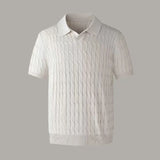 WIAOFELLAS  -  Summer New Men's Polo Shirt Versatile Simple Jacquard Stripe Splicing Color Tees Shirts Half Sleeve Knitted Men Sweater