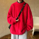Wiaofellas  -  Fleece Sweaters Men Korean Thicken Warm Knitting Autumn Winter Loose Casual Mohair Long Sleeve Pullovers Streetwear