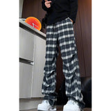 WIAOFELLAS  -  casual pants  men New Autumn Men Plaid Pants Loose Straight Leg Casual Trousers Trendy Youth Fashion Comfortable
