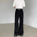WIAOFELLAS  -  Fashion Men's Solid Color Flare Blazer Pants Summer New Trendy High Waist Wide Leg Trousers Male