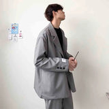 Wiaofellas  -  Autumn New Men's Casual Suit Professional Work Attire Korean Fashion Trendy Loose Jacket Men Blazer Set Office Wear Women
