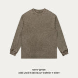 WIAOFELLAS  -  Vintage Men's Long Sleeved T-shirt Washed Loose Men's Autumn Pullover Outfit Unisex Pure Cotton 230g High Street Trendy T-shirt