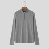 WIAOFELLAS  -  Men T Shirt Turtleneck Long Sleeve Zipper Knitted Tee Tops Men Streetwear Korean Style Fashion Casual Men Clothing S-5XL