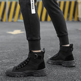 WIAOFELLAS  -  Fashion Trendy Black Boots For Men Outdoor High Top Men's Work Shoes Comfort Breathable Casual Ankle Boots Men botas para hombre