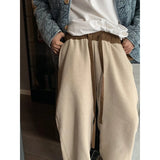 WIAOFELLAS  -  American Sle Straight Leg Sports Pants Autumn Casual Trousers for Men High Street Trendy Brand Wide Leg Couple's Jeans