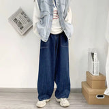 WIAOFELLAS  -  Spring Autumn New Solid Color Cowboy Straight Pants 2023 Man Japanese Style Loose Fashion Hip Hop Personality Wide Leg Trousers