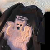 Wiaofellas  -  Retro American Towel Embroidery Heavyweight Pure Cotton Loose Fit f Sve T-irt for Men Summer Faion Casual Tee