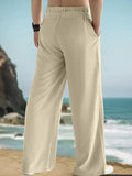 Wiaofellas  -  Spring Summer Leisure Breathable Pants Mens Seaside Beach Casual Solid Color Linen Trousers Men Fashion Lace-up Losoe Pants