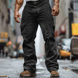 Wiaofellas  -  Men's Casual Corduroy Pants Solid Straight Pockets Trousers Daily Social Cargo Pants Streetwear Vacation Pants for Men