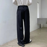 Wiaofellas  - Personality Autumn Suit Pants Korean Streetwear Fahshion Simple Trend Wide Leg Floor Dragging Black Brown Trousers 2Y2743