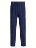 Wiaofellas  -  New Casual Mens Striped Printing Trousers 2026 Autumn Fashionable High Waist Suit Pants Men Business Office Vintage Slim Bottoms