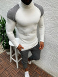 WIAOFELLAS  -  Men's Long-Sleeved Sweater Spring And Autumn New Slim-Fit High-Neck Urban Youth Knitted Casual Large-Size Sweater