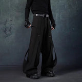 WIAOFELLAS  -  Spring New Men's Wide-Leg Patchwork Trousers American Retro Fashion Trendy High Street Loose Casual Niche Men's Bottoms