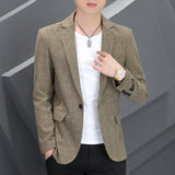 Wiaofellas  -  Men's Casual Business Stylish Gentleman Korean-Style British Casual Slim-fitting Solid-Color Suit Jacket Fashion Wedding Wear