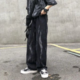 WIAOFELLAS  -  Vibe Trend Brand Gradient Tie Dye Jeans for Men Loose Fit Plus Size High Street Couple Wide Leg Straight Leg Camouflage Dad