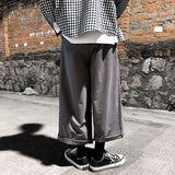 WIAOFELLAS  -  Wide Leg Pants Men Drape Straight Loose Harajuku Vintage Japan Style Ankle-length Trousers Cozy Versatile Black Pantalones Male