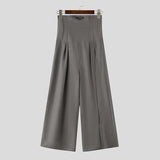 WIAOFELLAS  -  Men Pants Solid Color High Waist Joggers Loose Hollow Out Trousers Men Streetwear 2025 Pleated Casual Wide Leg Pants Men