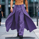 Wiaofellas  -  Men Irregular Pants Solid Color Button Joggers Loose Trousers Men Streetwear Fashion Casual Male Long Pants
