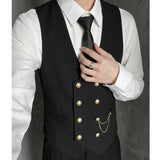 Wiaofellas  -  British Style Double Breasted Suit Vest Men V-neck Casual Business Dress Waistcoat Wedding Social Party Tuxedo Uniform Vests