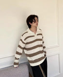 WIAOFELLAS  -  American Contrasting Seagull Collar Pullover Sweater in Autumn and Winter New Men's High-end Casual Knitted Top