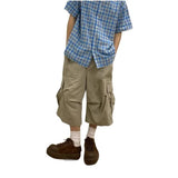 Wiaofellas  -  Summer New Men Loose Seven-point Cargo Pants Trendy Comfortable Breathable Casual Street Daily Trousers