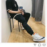 Wiaofellas  -  Retro Japanese Washed Trousers for Men Loose Fit Casual Pants Youth Pure Color Slimming Small Footwear Workwear Trousers