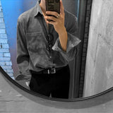 WIAOFELLAS  -  Corduroy Casual Long Sleeve Shirt Men's Autumn New Fashion Trendy Outerwear