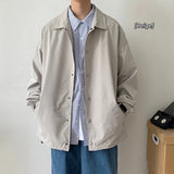 WIAOFELLAS  -  Spring and Autumn New Men's Fashion Urban Outdoor Sports and Casual Jacket Simple and Loose Large Lapel Zipper Coat C17